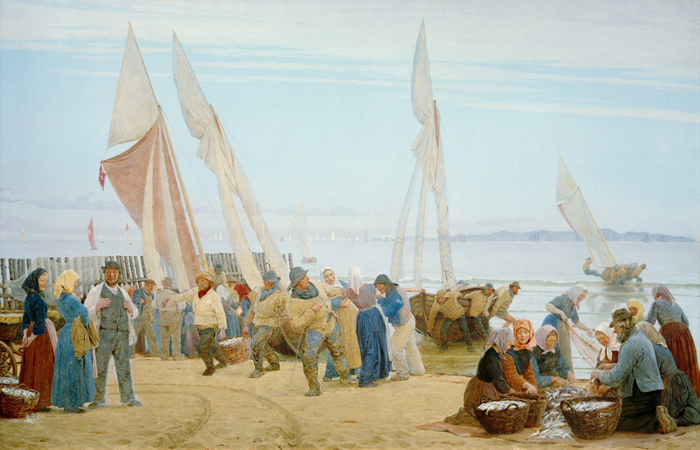 Morgen bei Hornbaek. Die Fischer kommen an Land von Peder Severin Krøyer