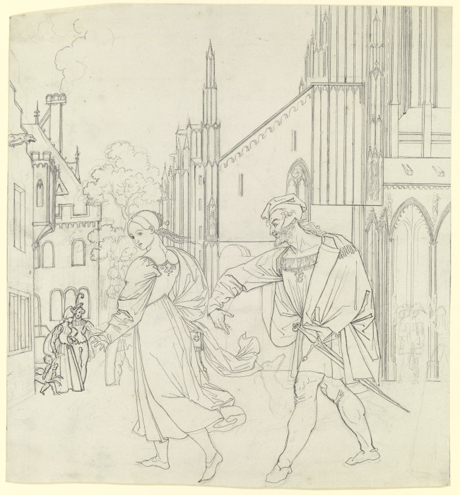 Szene am Ausgang der Kirche von Peter von Cornelius