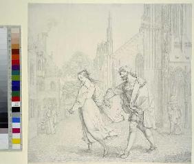 Szene am Ausgang der Kirche (Illustration zu Goethes Faust) 1811