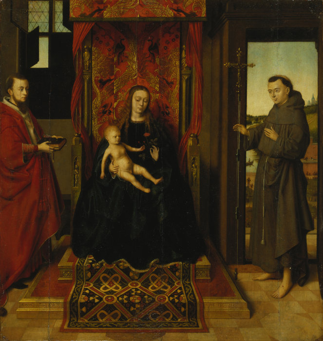 Madonna mit Kind und den Heiligen Hieronymus und Franziskus von Petrus Christus