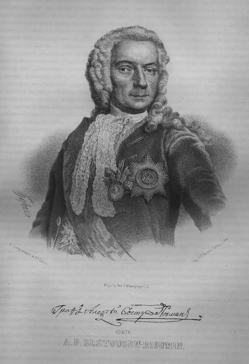 Porträt von Alexei Petrowitsch Graf Bestuschew-Rjumin (1693-1766) von P.F. Borel