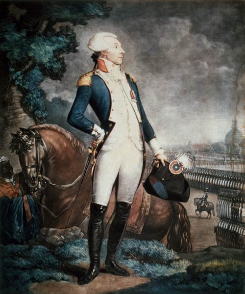 Portrait of the Marquis de La Fayette (1757-1834) commander of the National Guard von Philibert-Louis Debucourt