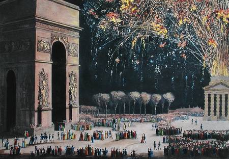 View of the Arc de Triomphe with Fireworks von Philibert-Louis Debucourt