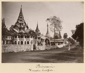 Wayzayanda monastery and pagodas at Moulmein, Burma, c.1890 (albumen print) (b/w photo) 