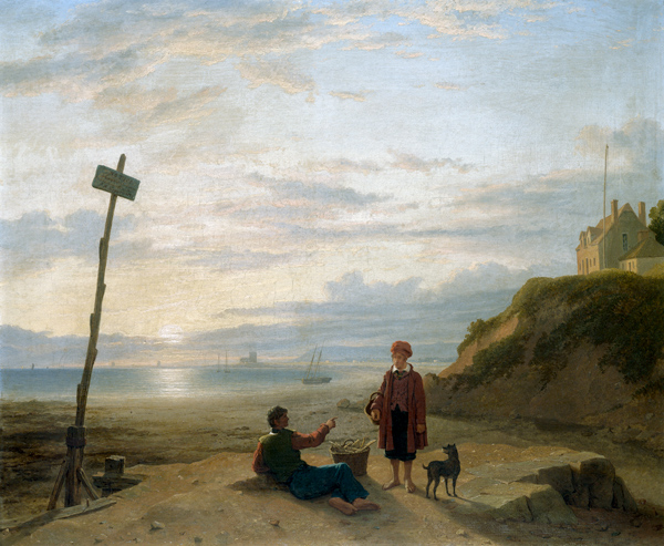 Oyster boys discussing the morning’s catch at Exmouth, Devon von Philip Hutchins Rogers