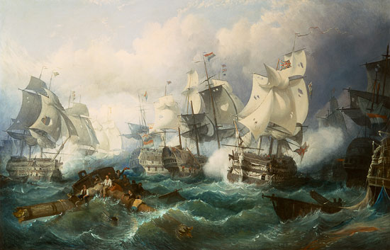 Die Seeschlacht von Trafalgar von Philip James (auch Jacques Philippe) de Loutherbourg