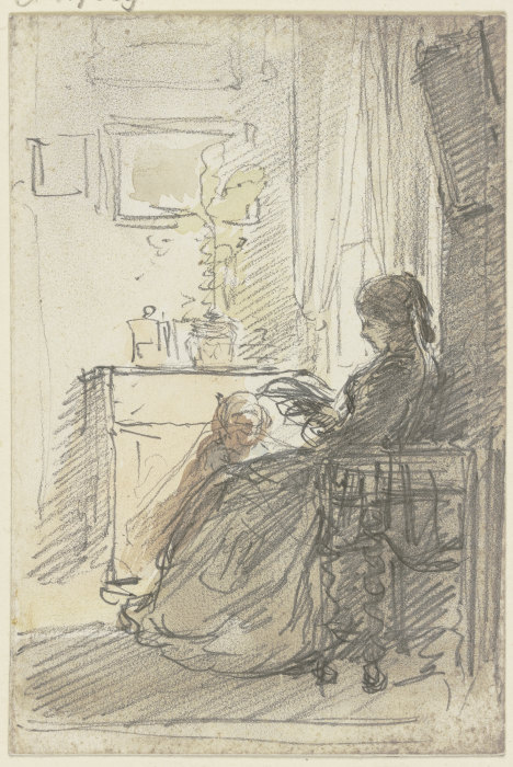 Frau mit einem Buch am Fenster sitzend von Philipp Rumpf