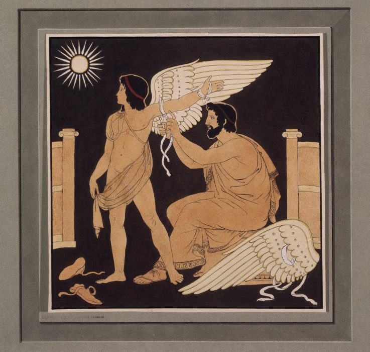 Daidalos legt Ikaros einen Flügel an von Philipp Veit