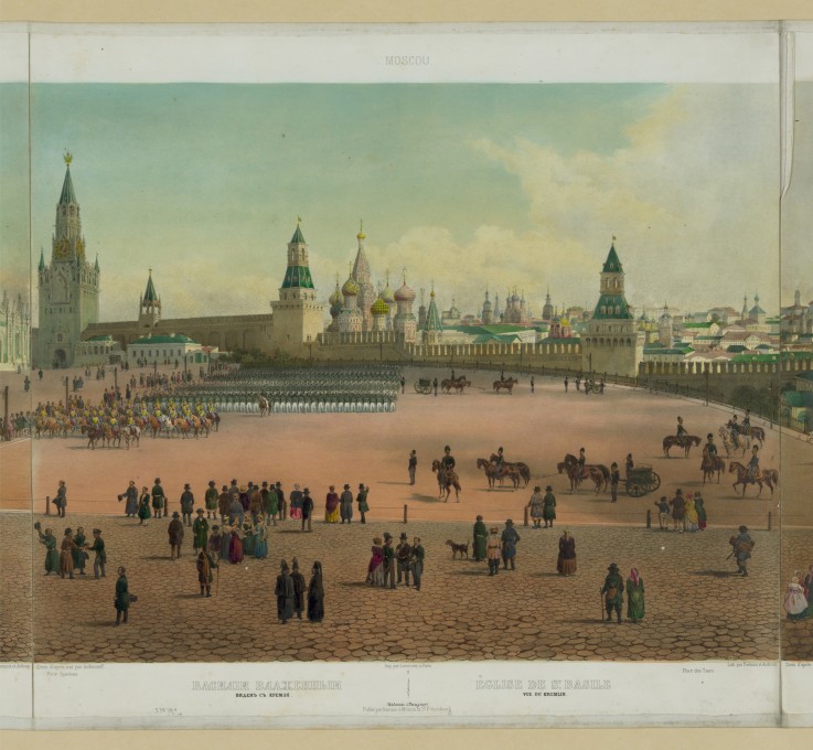 Die Basilius-Kathedrale auf dem Roten Platz in Moskau (aus dem Panoramabild bestehend aus zehn Einze von Philippe Benoist