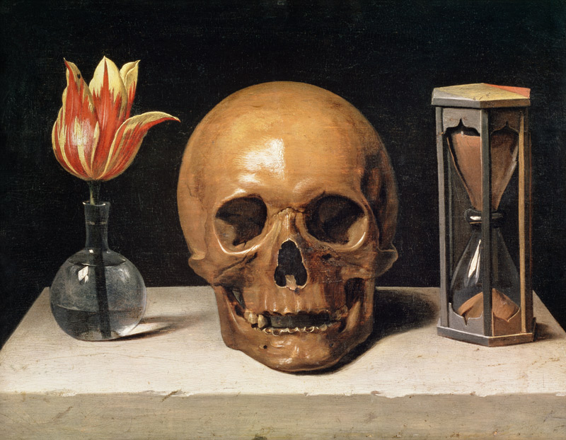 Vanitas Still Life with a Tulip, Skull and Hour-Glass von Philippe de Champaigne
