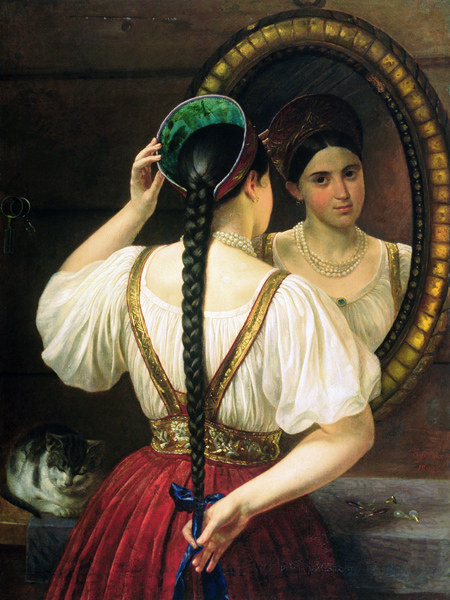 A girl at the mirror von Philipp Osipovich Budkin