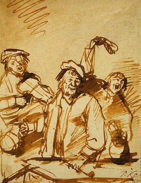 Three Cheerful Young Men von Philips Koninck