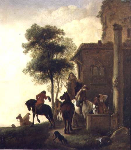 Travellers Watering Their Horses Outside an Inn von Philips Wouverman