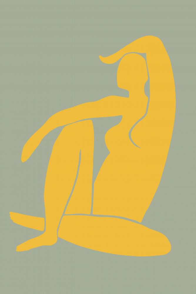 Figur im Matisse-Stil in Grün und Gelb von Pictufy Studio II