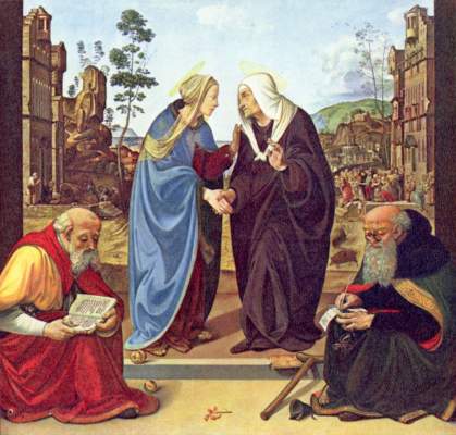 Heimsuchung mit zwei Heiligen von Piero di Cosimo