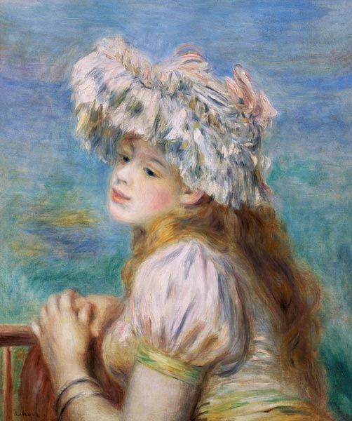 Portrait of a young woman in a lace hat von Pierre-Auguste Renoir