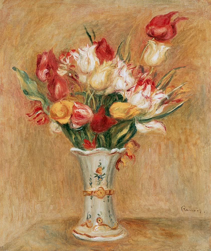 Tulpenstrauss in weisser Vase von Pierre-Auguste Renoir