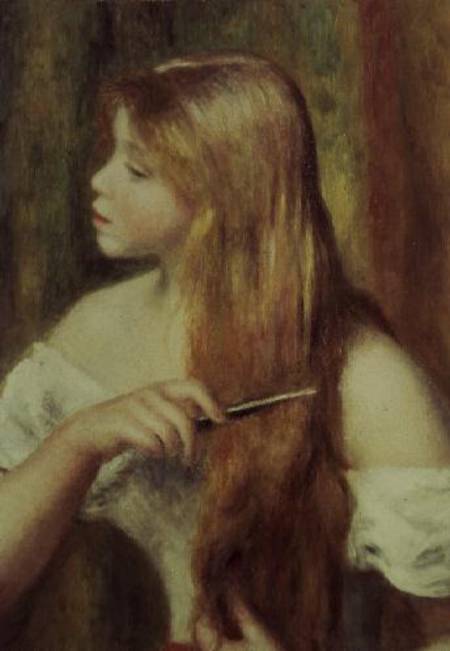 Blonde girl combing her hair von Pierre-Auguste Renoir