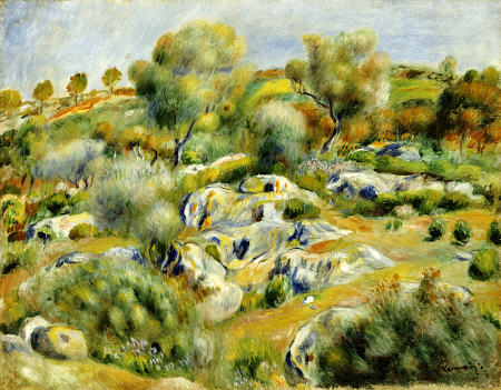 Brittany Landscape With Trees And Rocks von Pierre-Auguste Renoir