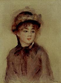 Junge Frau mit Hut. von Pierre-Auguste Renoir