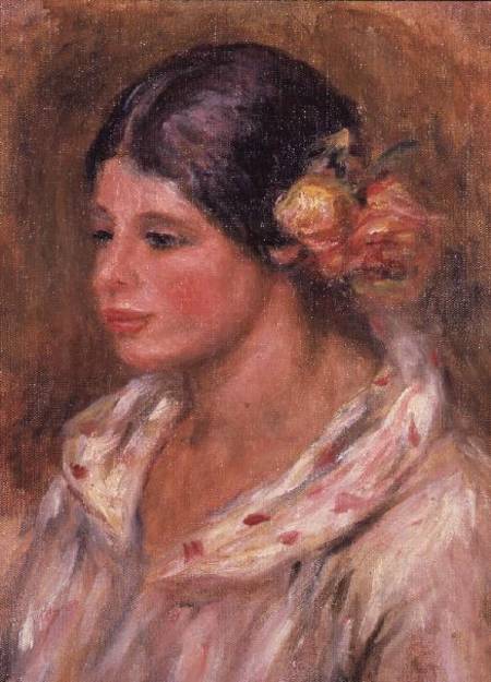 Girl with Roses in her hair von Pierre-Auguste Renoir