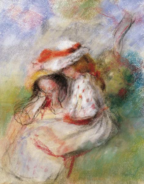Two Young Girls in a Garden von Pierre-Auguste Renoir