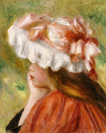 Head Of A Young Girl In A Red Hat von Pierre-Auguste Renoir
