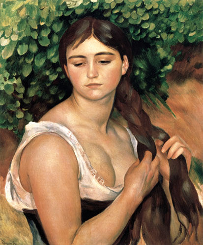 La Natte (Junge Frau, ihren Zopf flechtend) von Pierre-Auguste Renoir