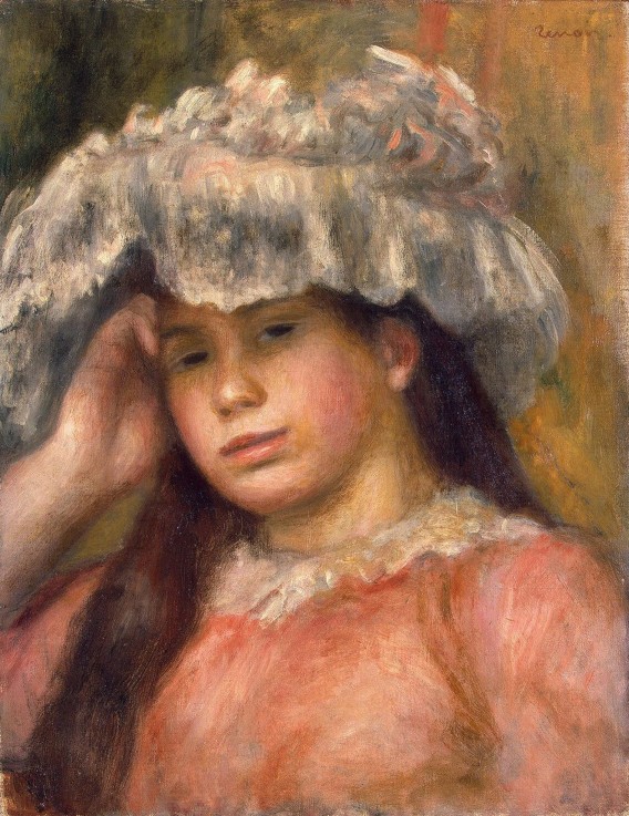 Mädchen mit einem Hut von Pierre-Auguste Renoir