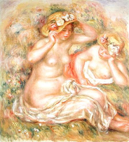 Two Nudes Wearing Hats von Pierre-Auguste Renoir