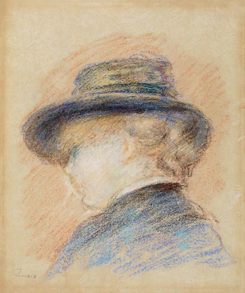 Profile of a Young Woman in a Blue Hat von Pierre-Auguste Renoir