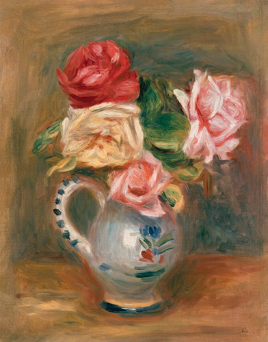 Roses in a pottery vase von Pierre-Auguste Renoir