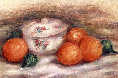 Still life with a covered dish and Oranges von Pierre-Auguste Renoir