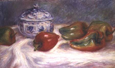 Still life with a sugar bowl and red peppers von Pierre-Auguste Renoir