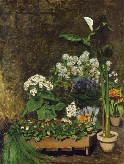 Flowers in a Greenhouse 1864