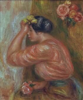 A.Renoir, Girl with Roses by Mirror