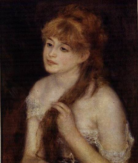 Young Woman Braiding her Hair von Pierre-Auguste Renoir