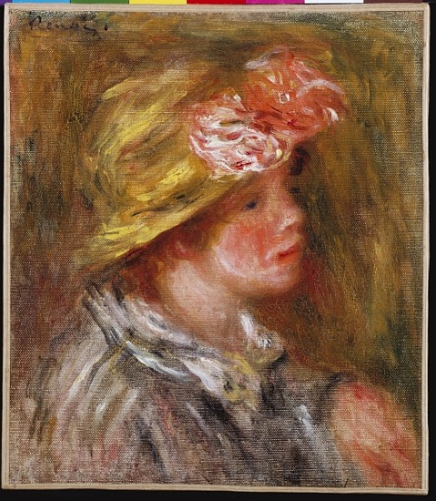 Young Woman in a Flowery Hat (Portrait of Andree) c.1917 von Pierre-Auguste Renoir