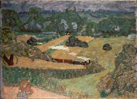 Landschaft mit Güterzug 1909