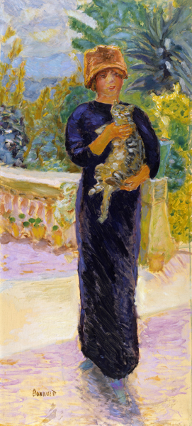 Dame mit Katze von Pierre Bonnard
