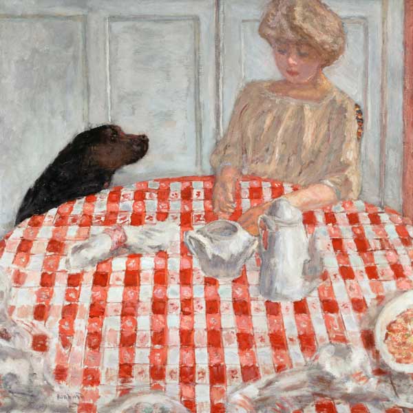 Die rotkarierte Tischdecke oder Das Essen für den Hund von Pierre Bonnard