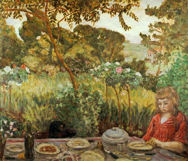 Fin de repas au jardin von Pierre Bonnard