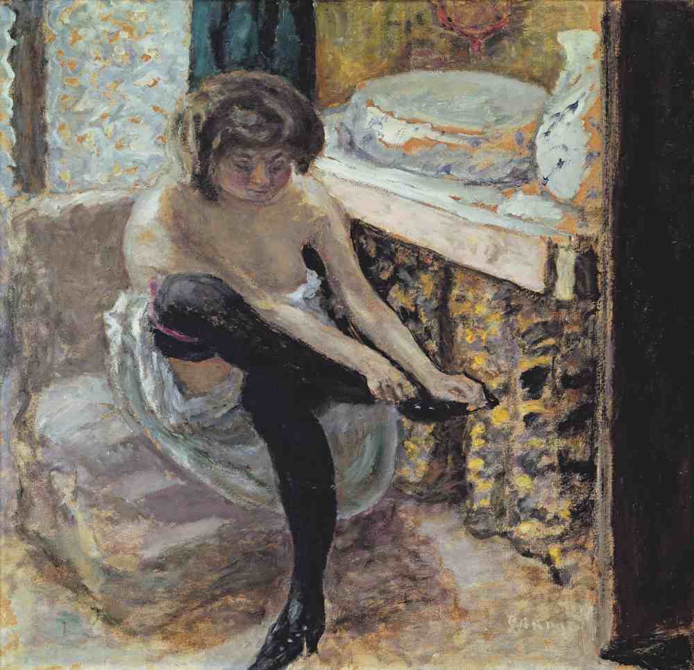 Frau mit schwarzen Strümpfen oder, Frau an ihrer Toilette von Pierre Bonnard