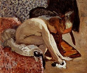 Junge Frau, Schuhe anziehend. von Pierre Bonnard