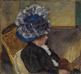 Junge Frau mit blauem Hut 1908