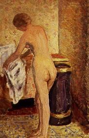 Stehender weiblicher Akt mit Handtuch. von Pierre Bonnard