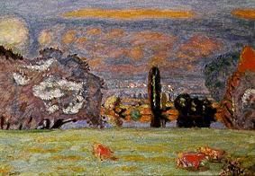 Viehweide mit roten Kühen bei Vernon von Pierre Bonnard