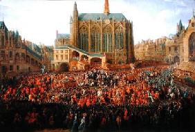 The Departure of Louis XV (1710-74) from Sainte-Chapelle after the 'lit de justice' which ended the 1735