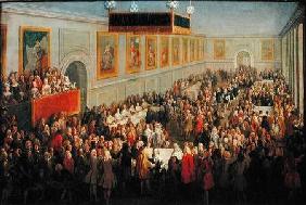 Feast given after the Coronation of Louis XV (1710-74) at the Palais Archiepiscopal in Rheims, 25th 1722