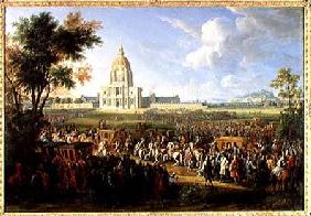 Louis XIV (1638-1715) and his Entourage Visiting Les Invalides 26th Augus